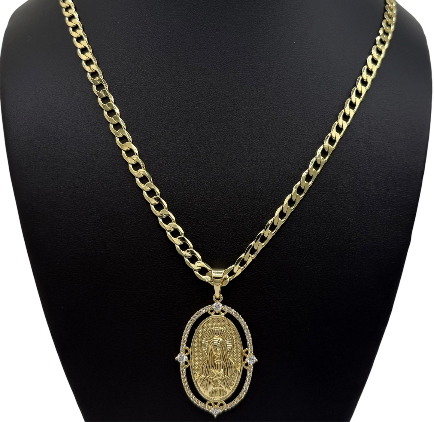 Virgin Mary Saint Circle Design Necklace