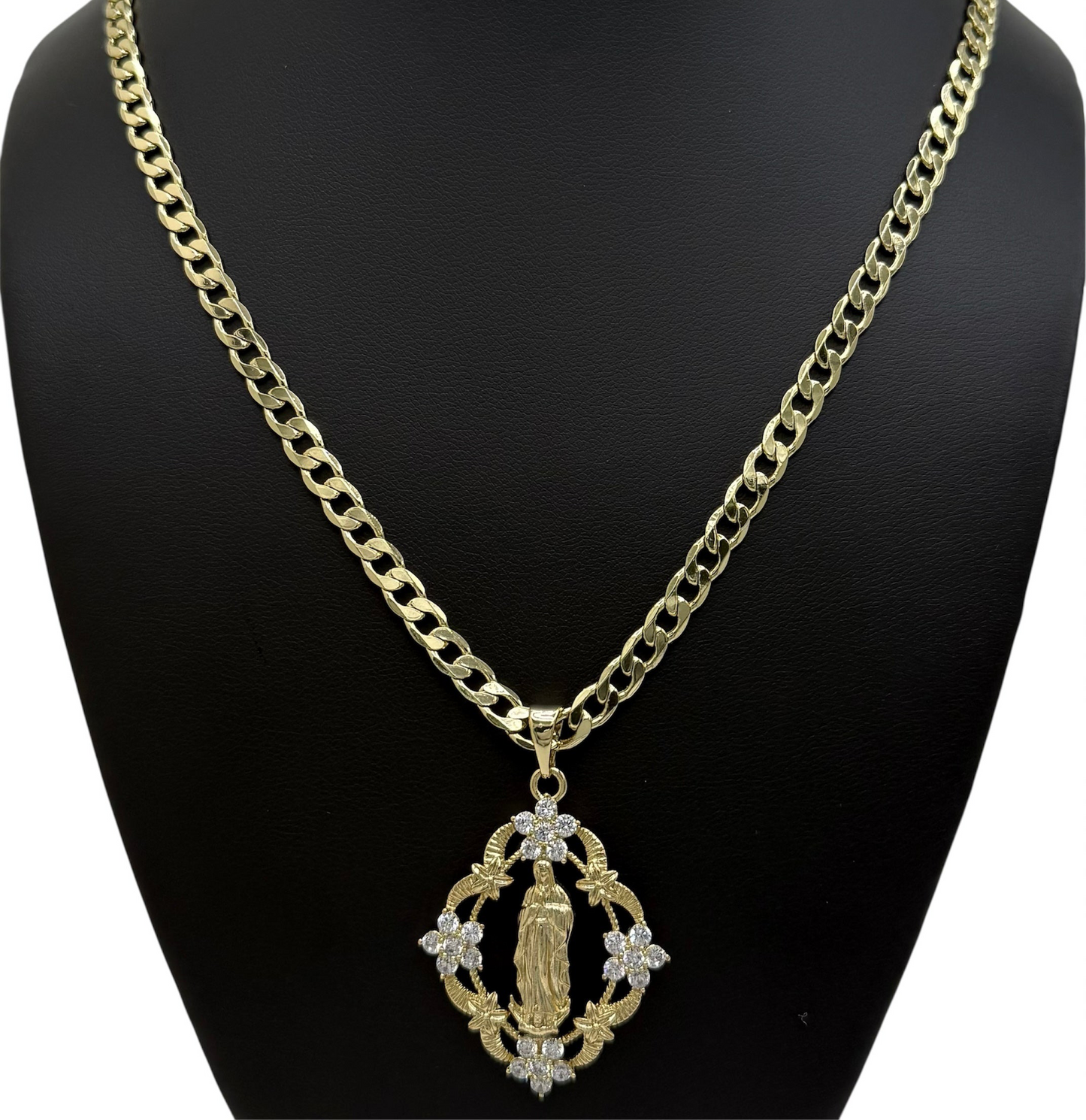 Virgin Mary Saint Flower Design Necklace