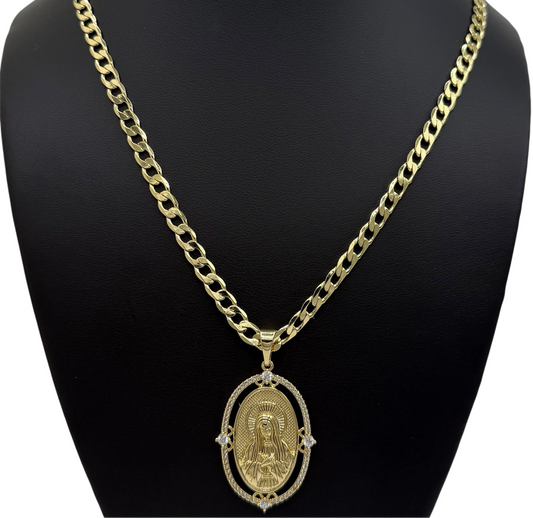 Virgin Mary Saint Circle Design Necklace