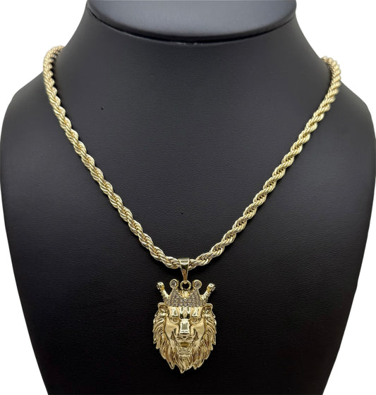 Lion with Crown Rope Necklace